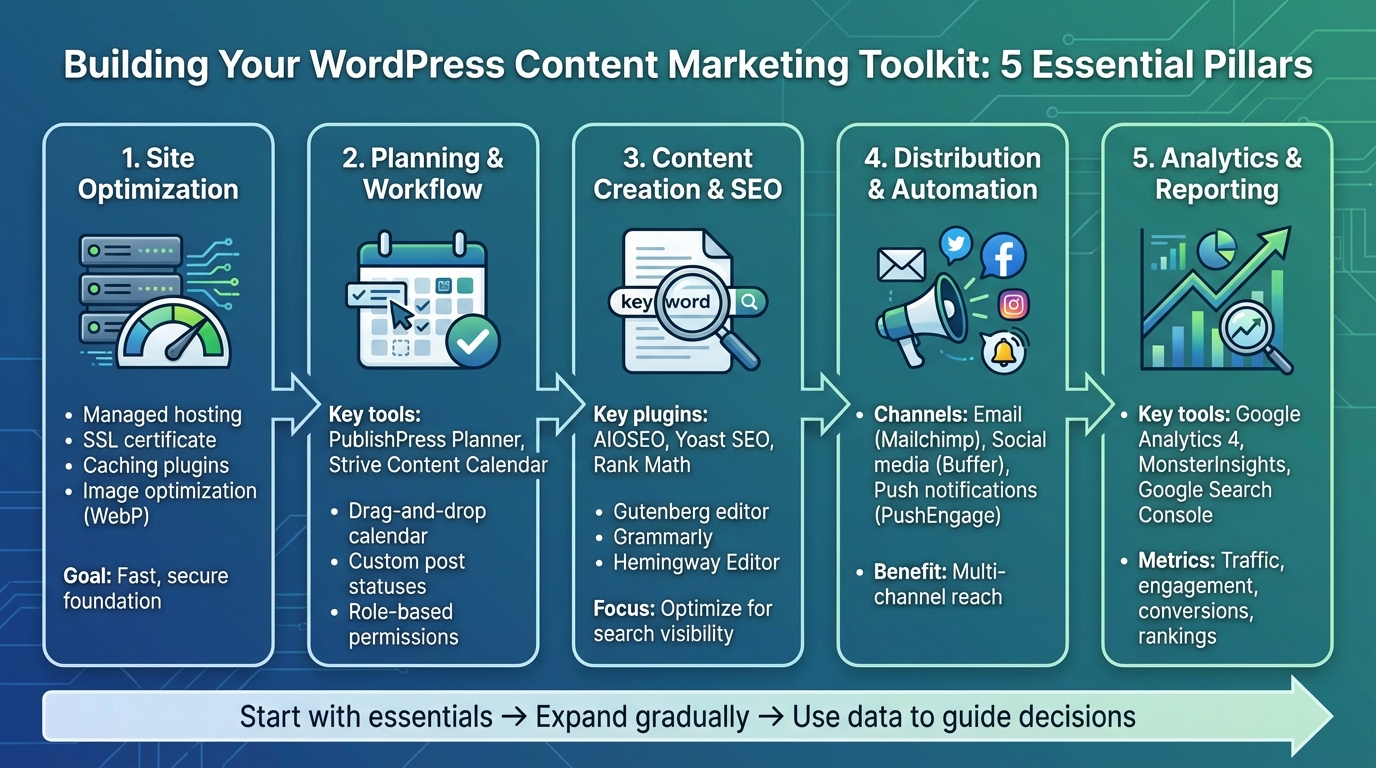 WordPress Content Marketing Toolkit: 5 Essential Pillars for Success