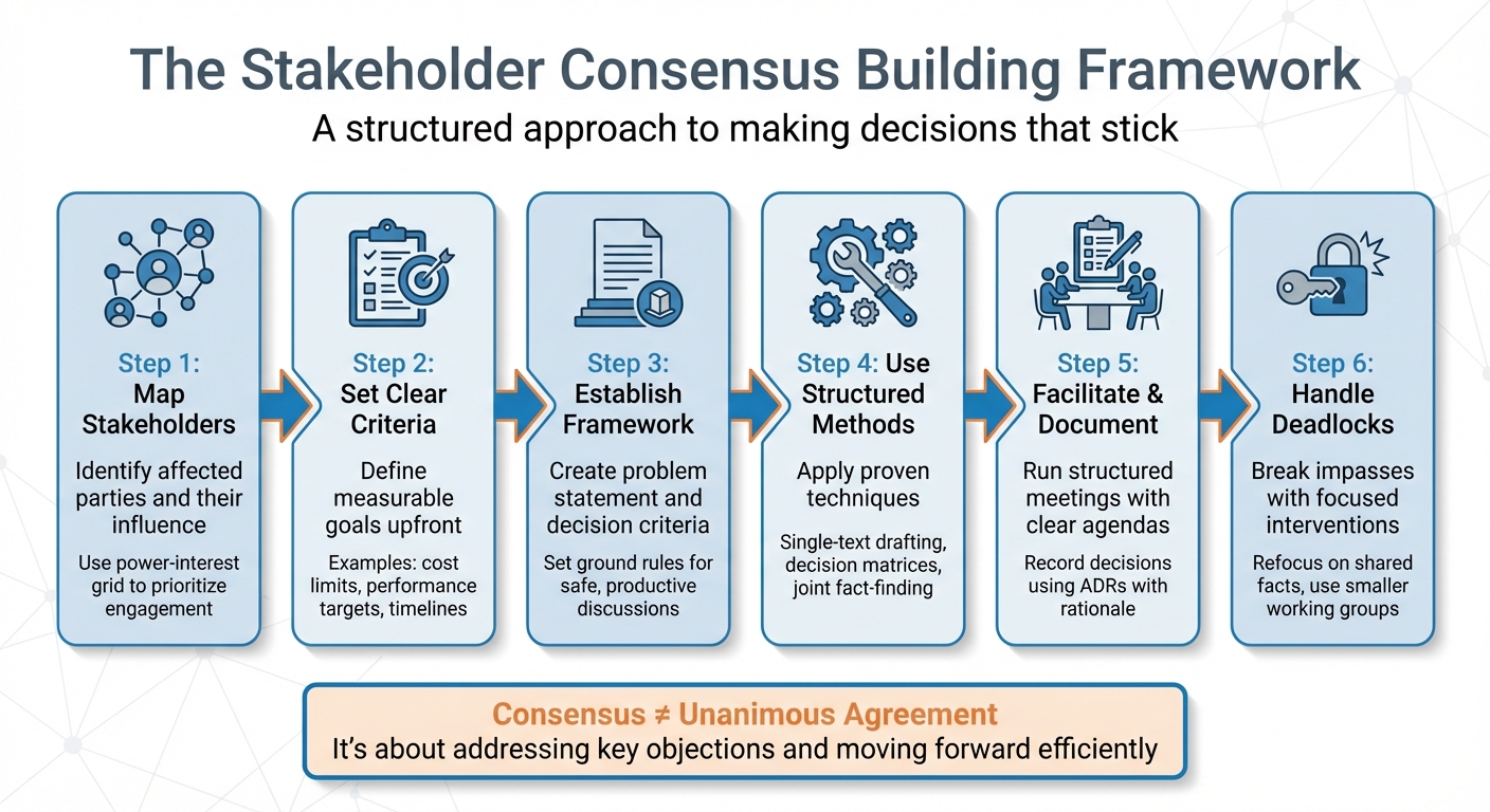 Stakeholder Consensus Building Framework: 6-Step Process