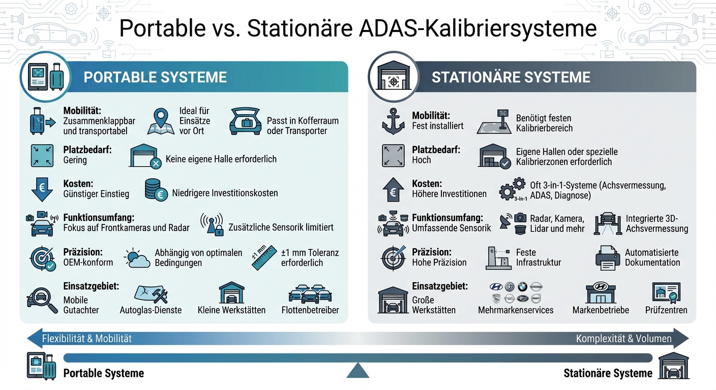 Portable vs. stationäre ADAS-Kalibriersysteme: Vergleich der wichtigsten Merkmale