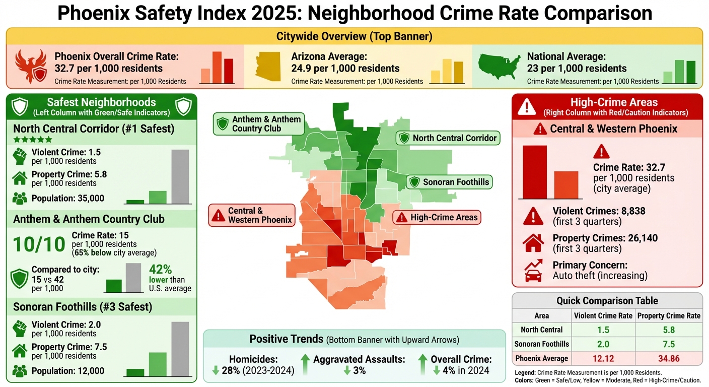 Phoenix Neighborhood Safety Comparison 2025: Crime Rates by Area