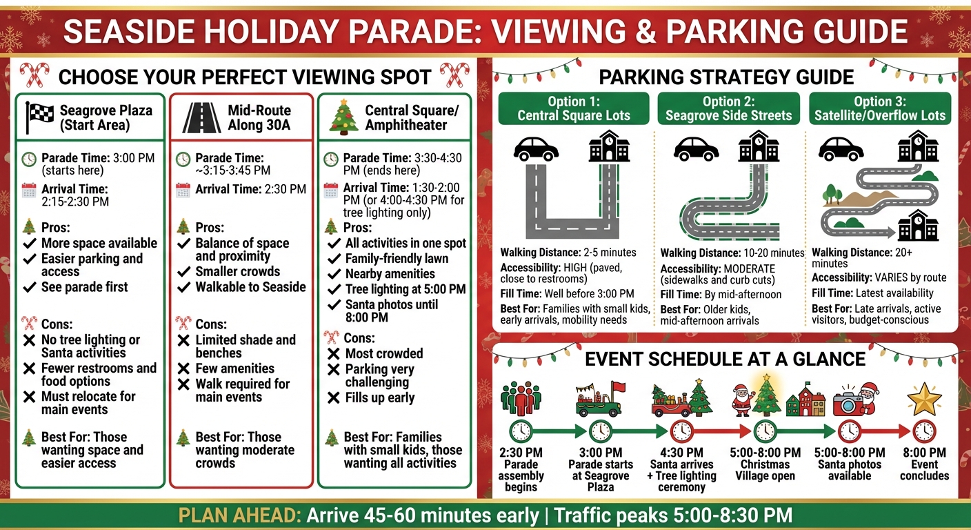 Seaside Holiday Parade Viewing Spots and Parking Guide