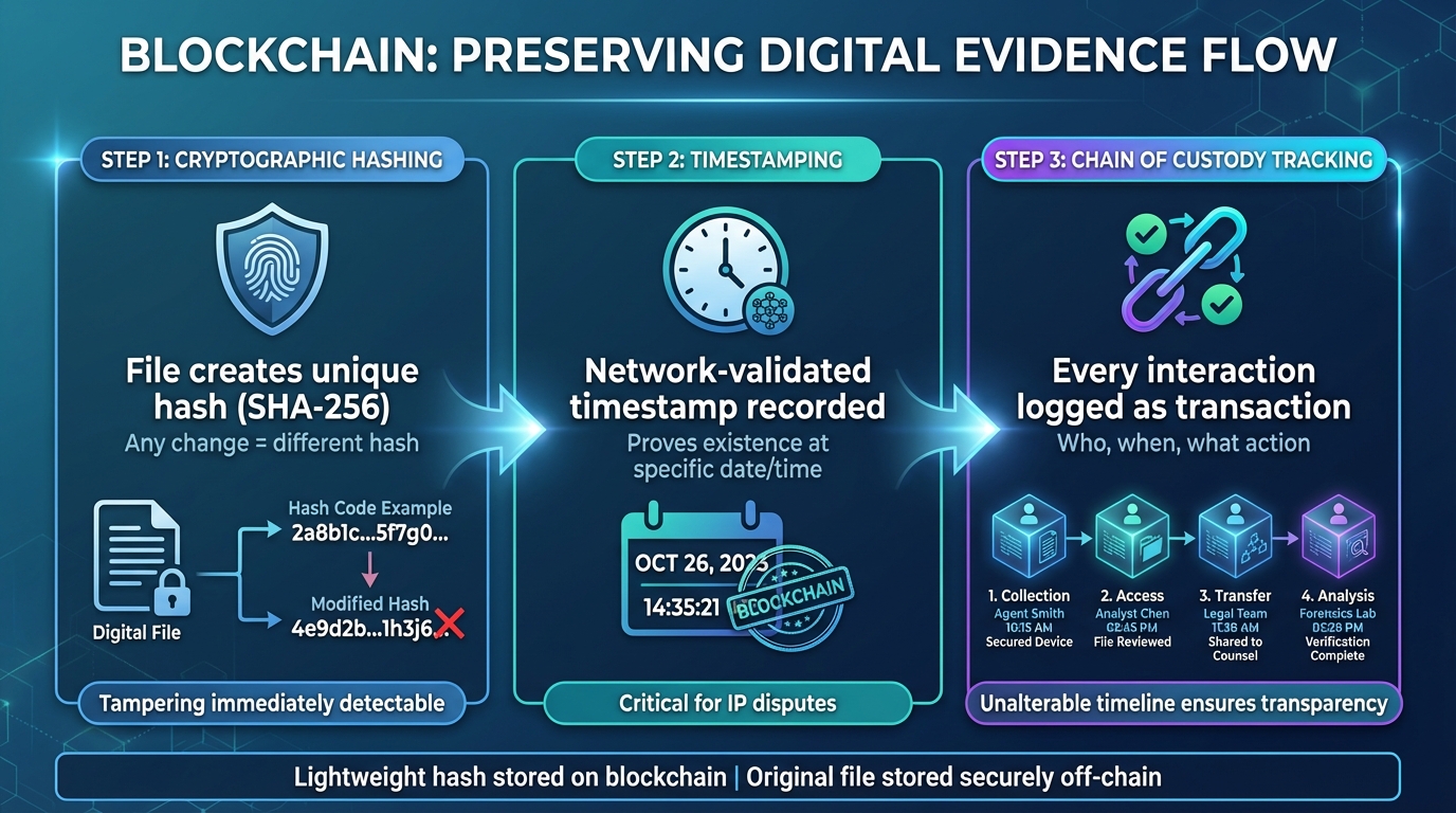 How Blockchain Protects Digital Evidence: 3-Step Process