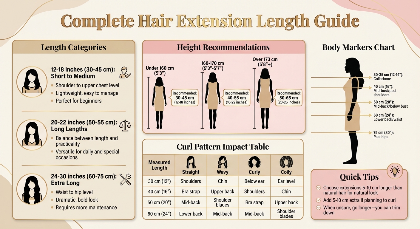 Hair Extension Length Guide by Height and Body Markers