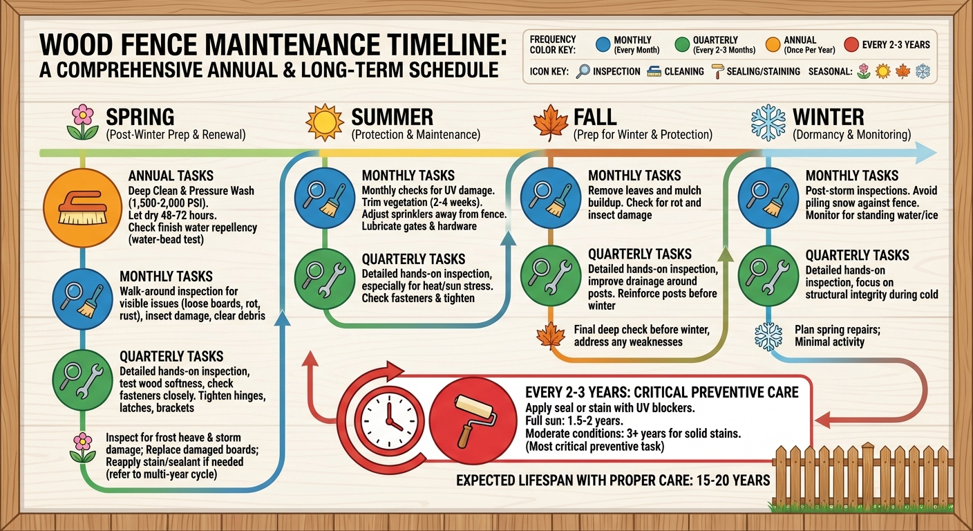Wood Fence Maintenance Schedule: Monthly, Annual, and Seasonal Tasks