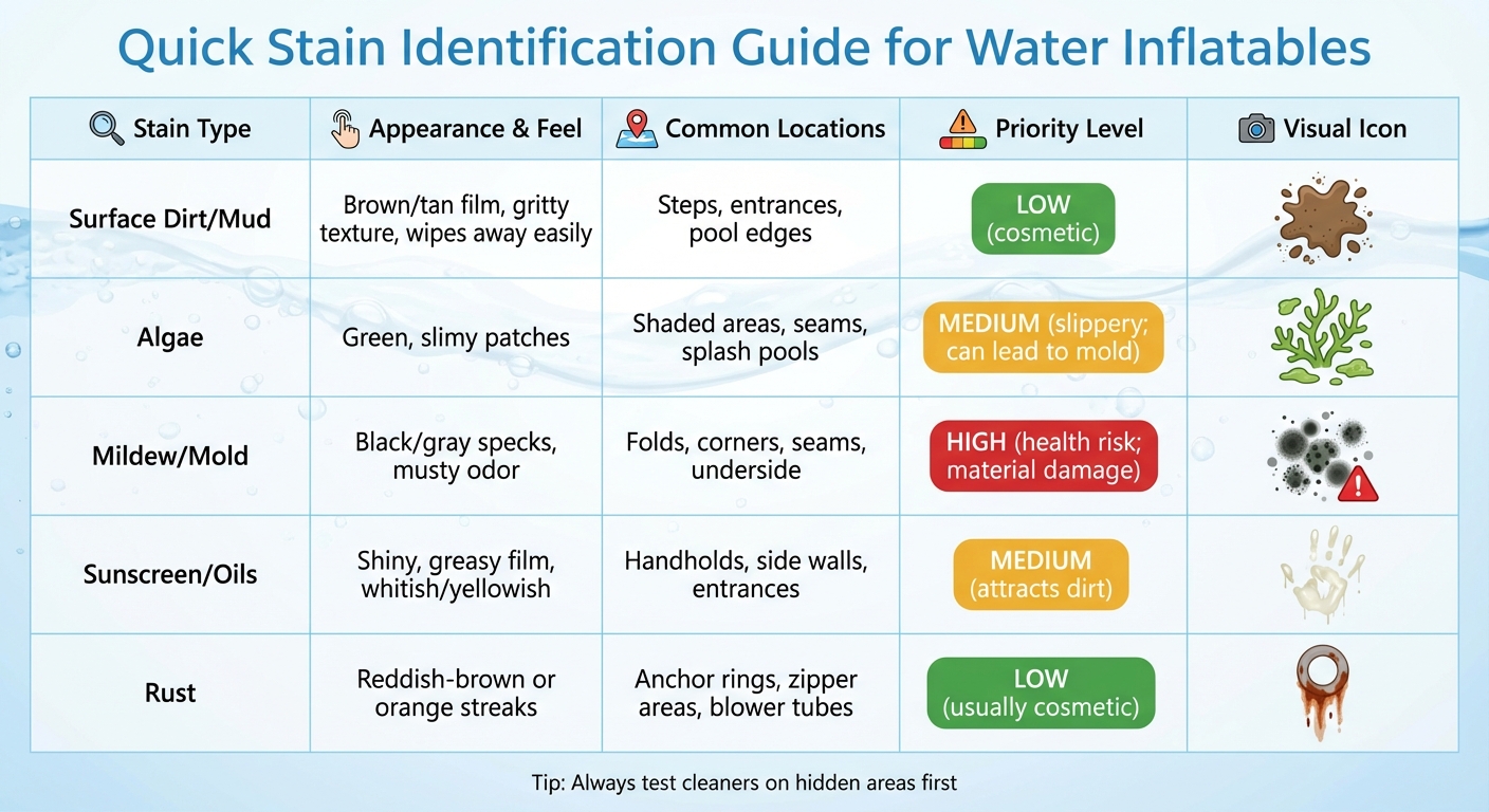 Common Inflatable Stain Types: Identification and Priority Guide