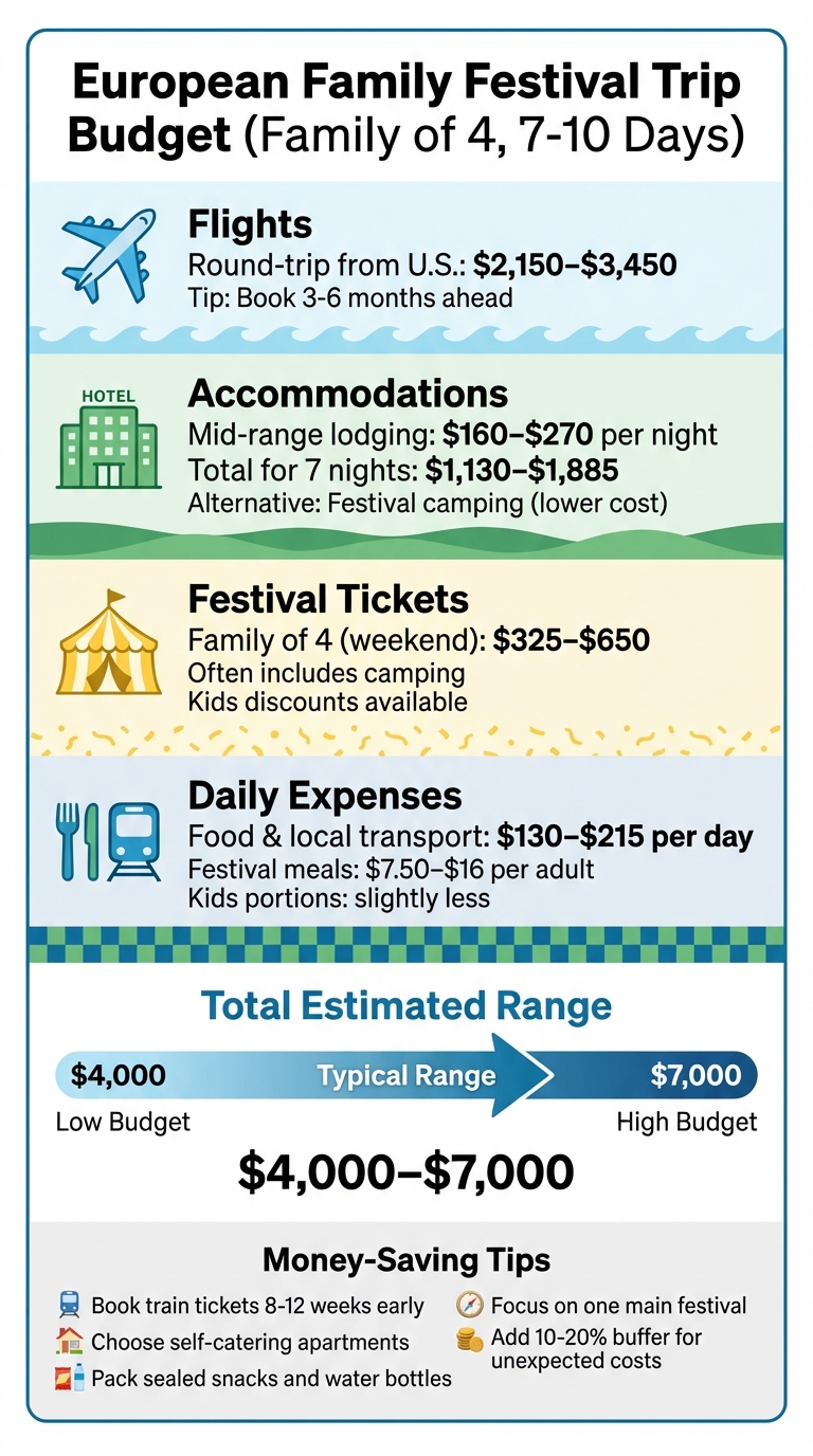 European Family Festival Budget Breakdown: 7-10 Day Trip Costs for Family of Four