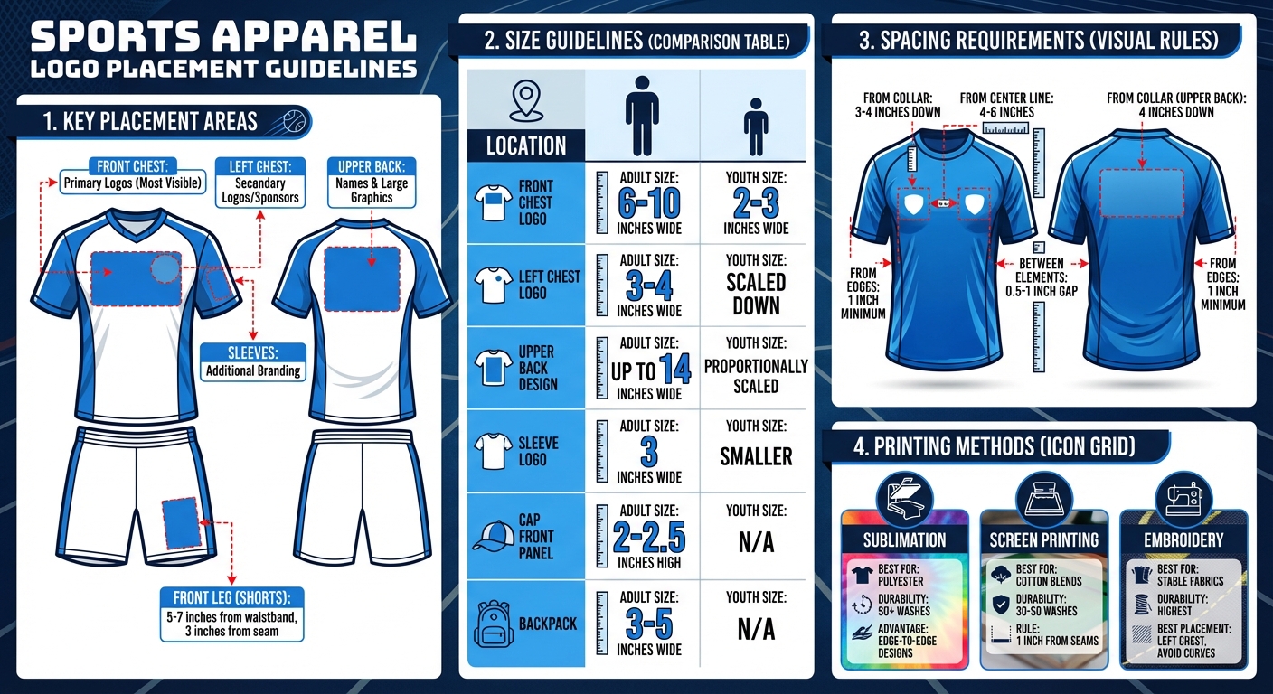 Logo Placement Guide for Sports Apparel: Sizes and Positioning