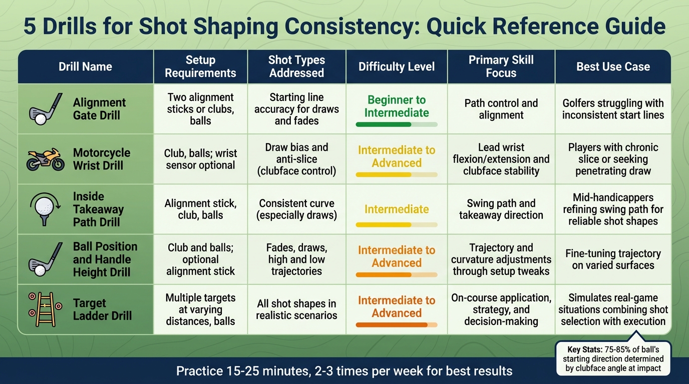 5 Golf Shot Shaping Drills Comparison Chart