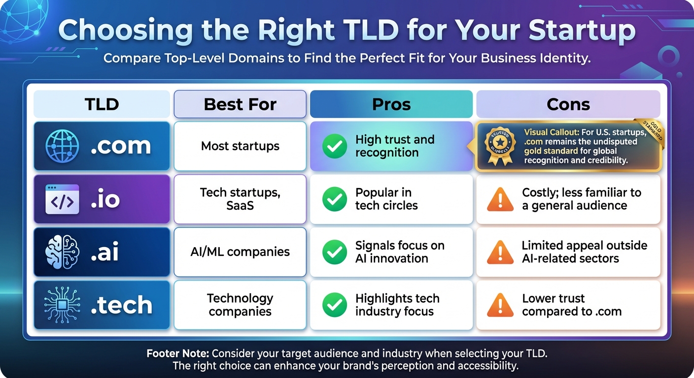 Comparison of Top-Level Domains (TLDs) for Startups