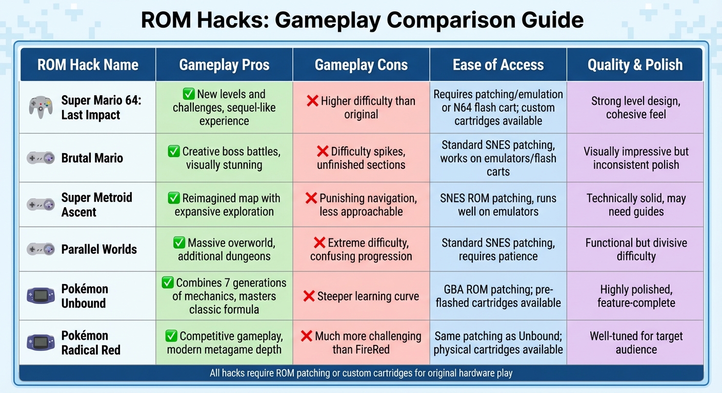 ROM Hacks vs Original Games: Features, Difficulty, and Accessibility Comparison