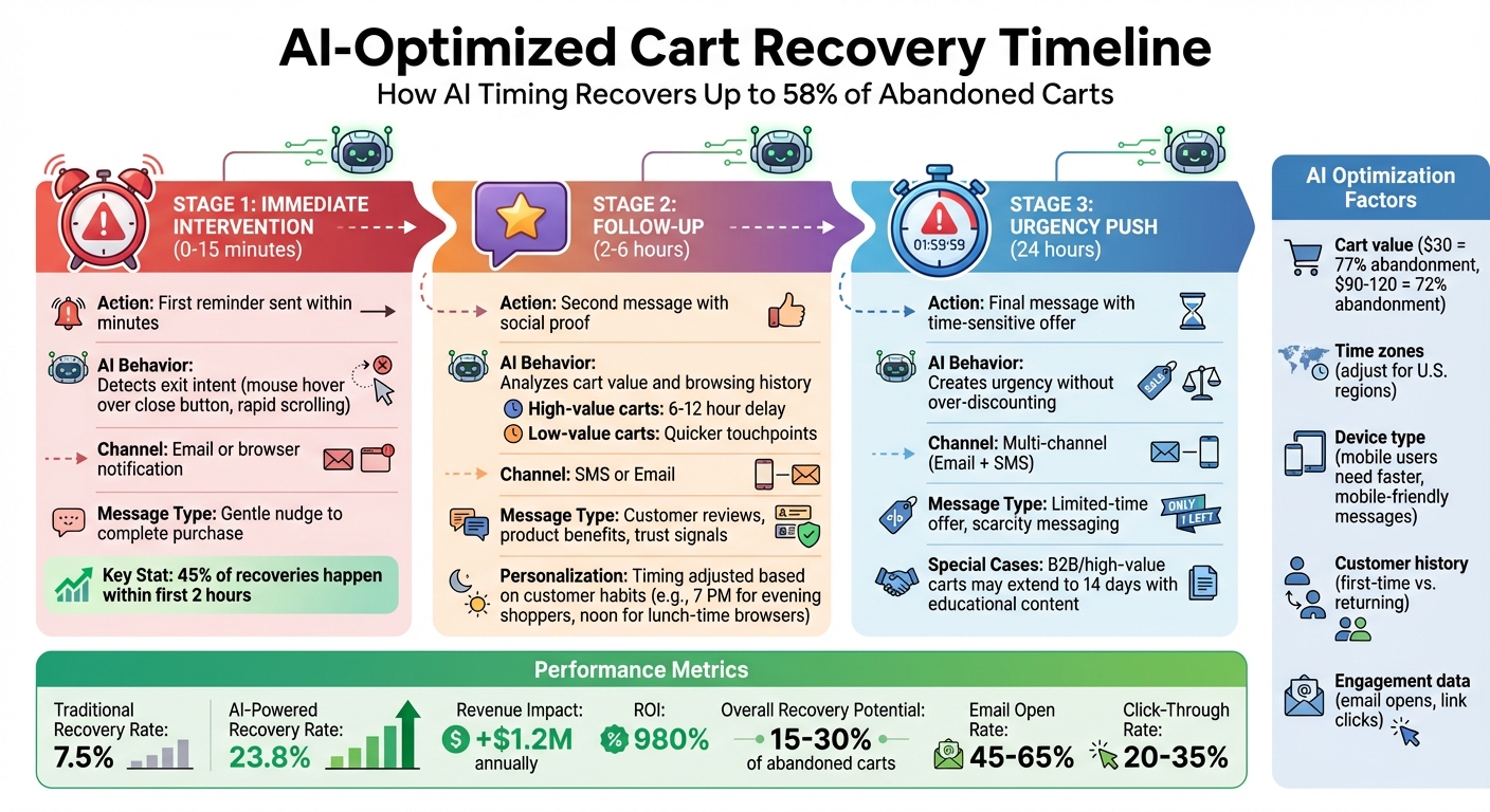 AI-Powered Cart Recovery Timeline: 3-Stage Strategy with Performance Metrics