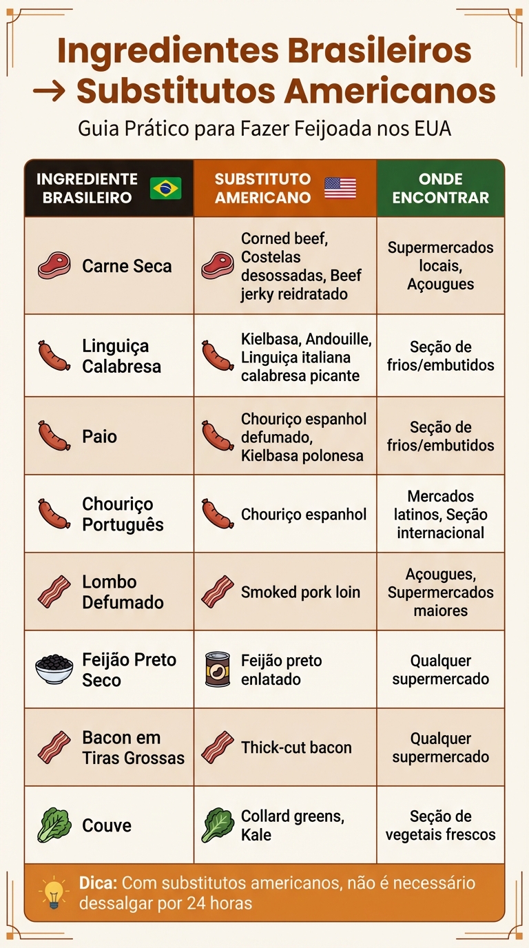 Guia de Substituição de Ingredientes Brasileiros por Americanos para Feijoada