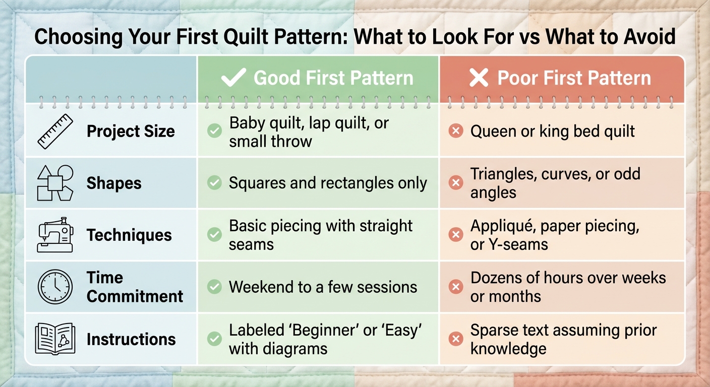 Good vs Poor First Quilt Pattern Comparison Chart