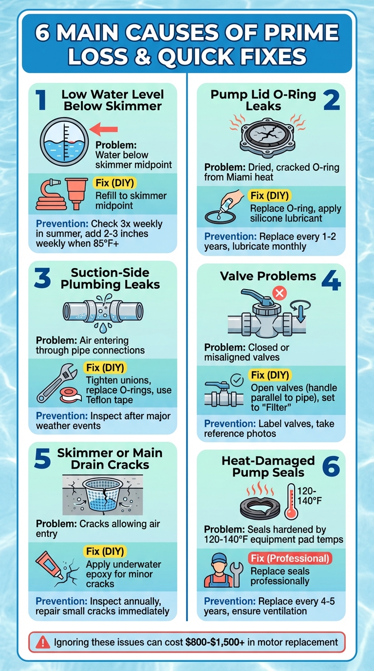 6 Causes of Pool Pump Prime Loss and Quick Fixes for Miami Pools