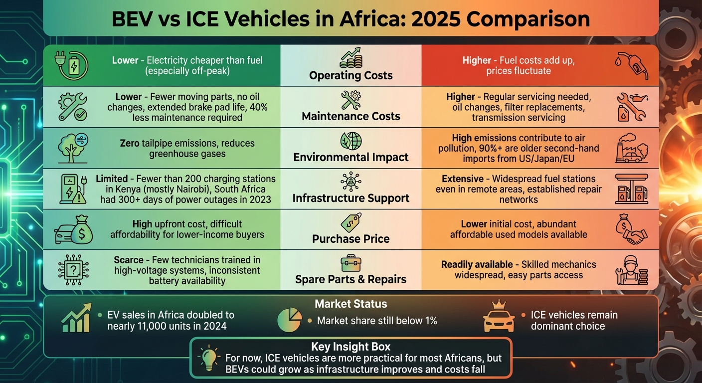 BEV vs ICE Vehicles in Africa: Complete Comparison 2025