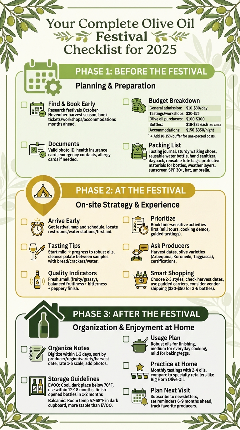 Complete Olive Oil Festival Planning Checklist: Before, During, and After