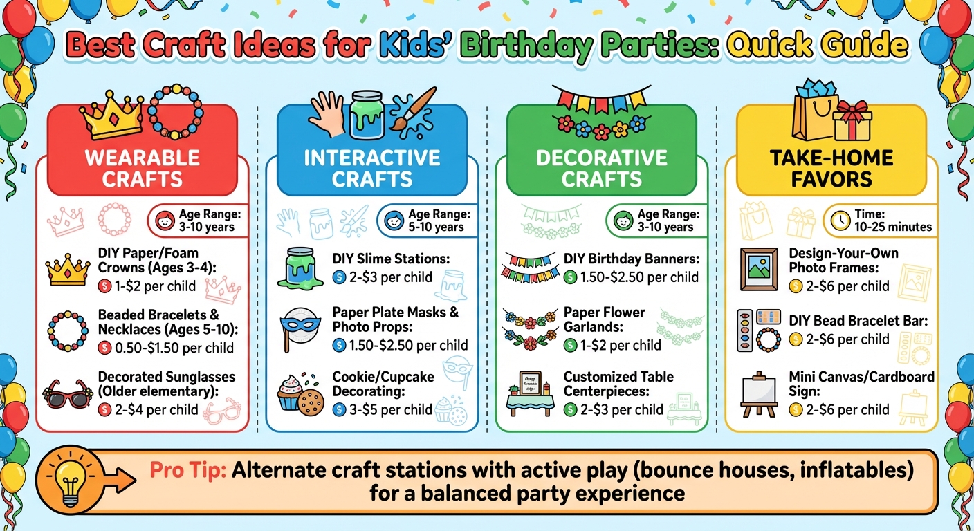 Kids Birthday Party Craft Ideas by Type and Cost Comparison