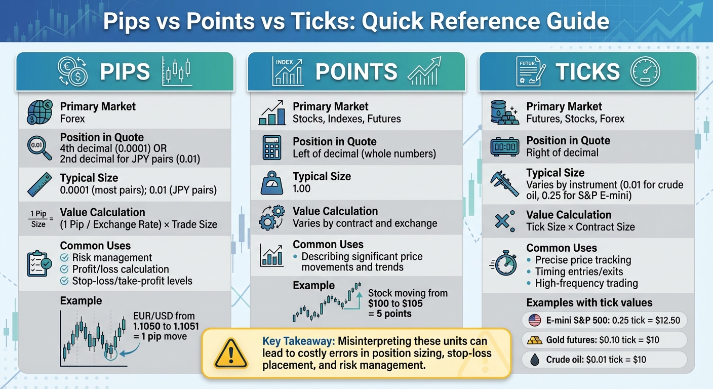 Pips vs Points vs Ticks: Quick Reference Guide for Traders