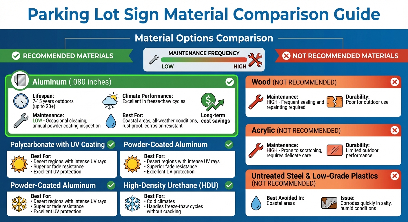 Parking Lot Sign Material Comparison: Durability and Maintenance Guide
