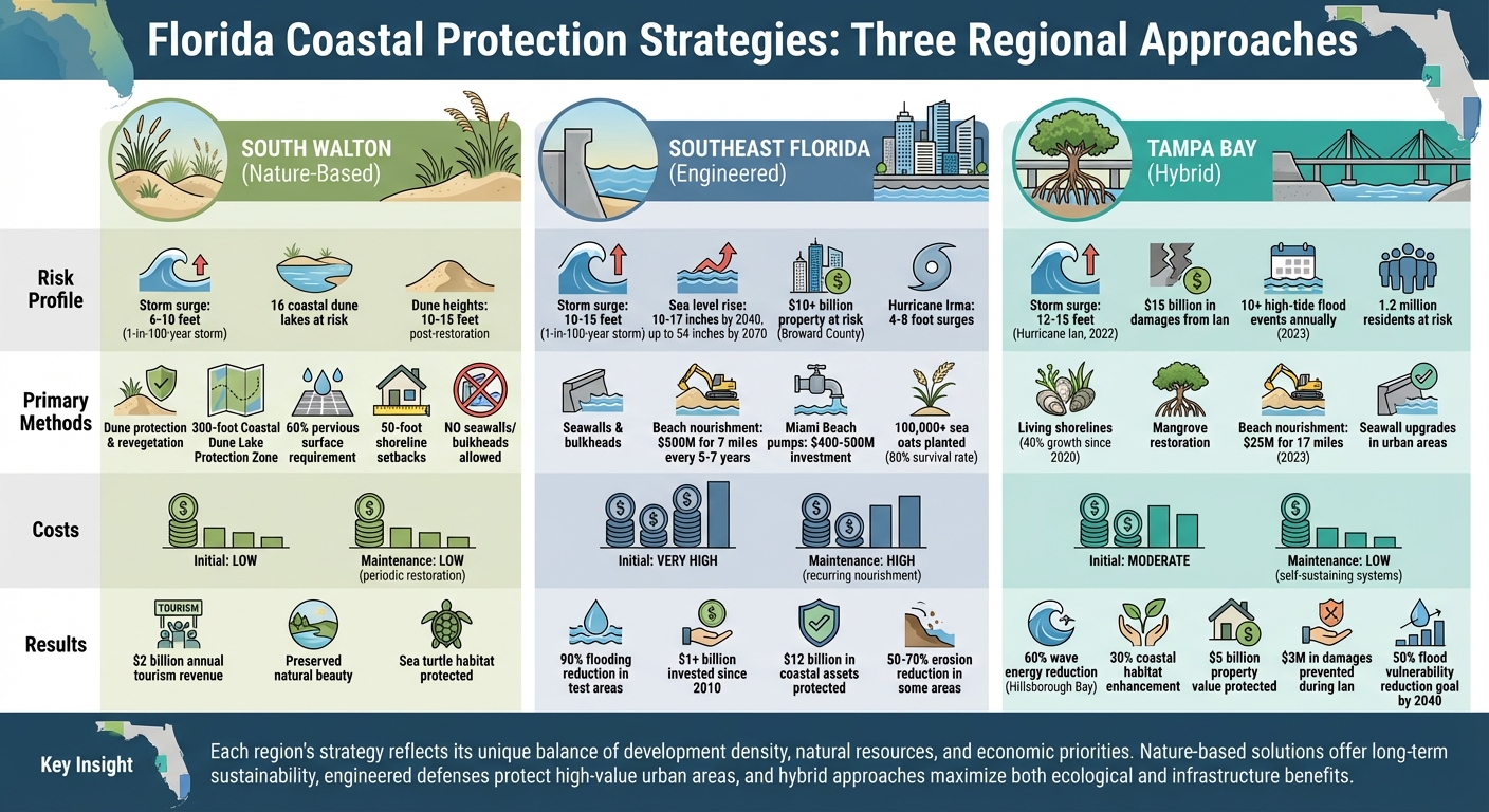 Coastal Protection Strategies Comparison: South Walton vs Southeast Florida vs Tampa Bay