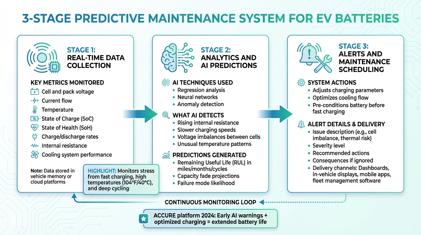 How Predictive Maintenance Works for EV Batteries: 3-Stage Process