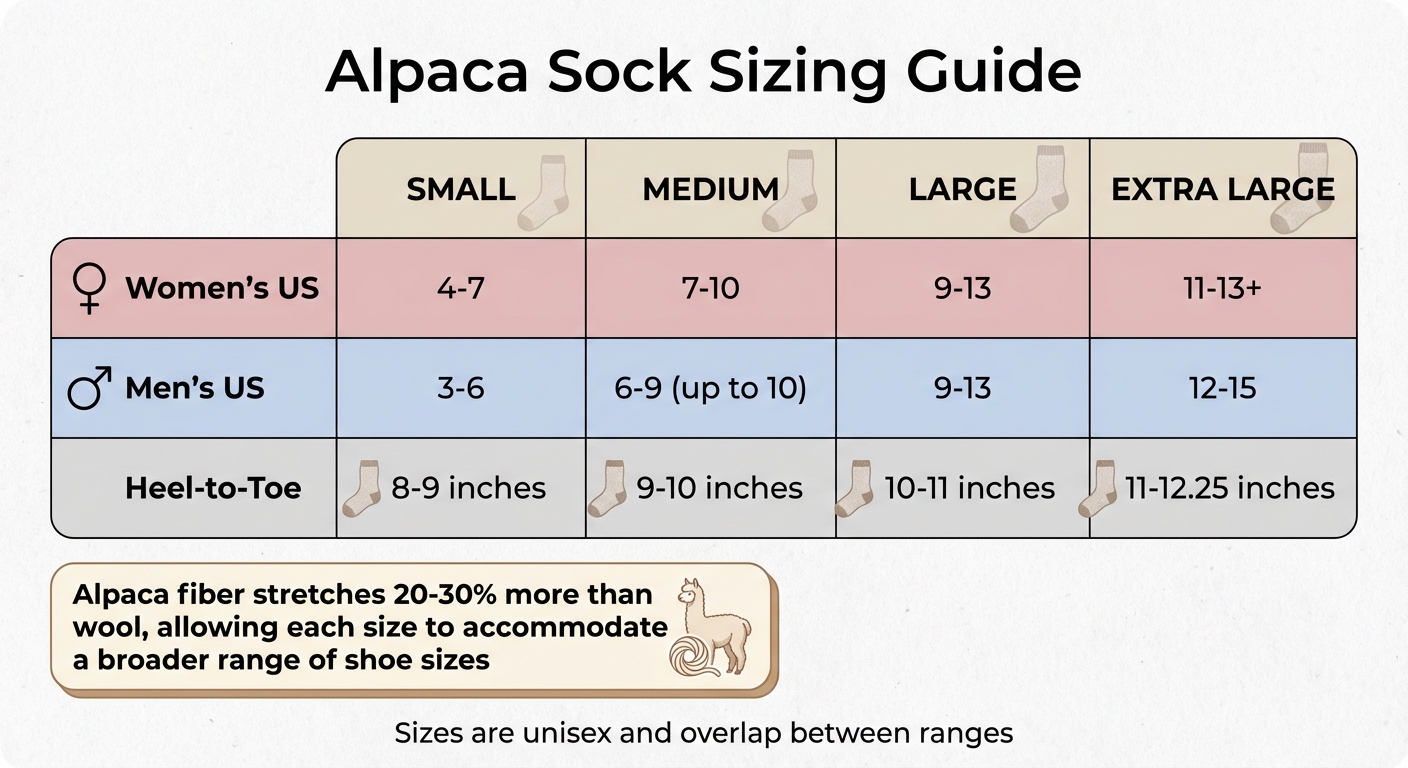 Alpaca Sock Size Chart: Men's and Women's Sizing Guide