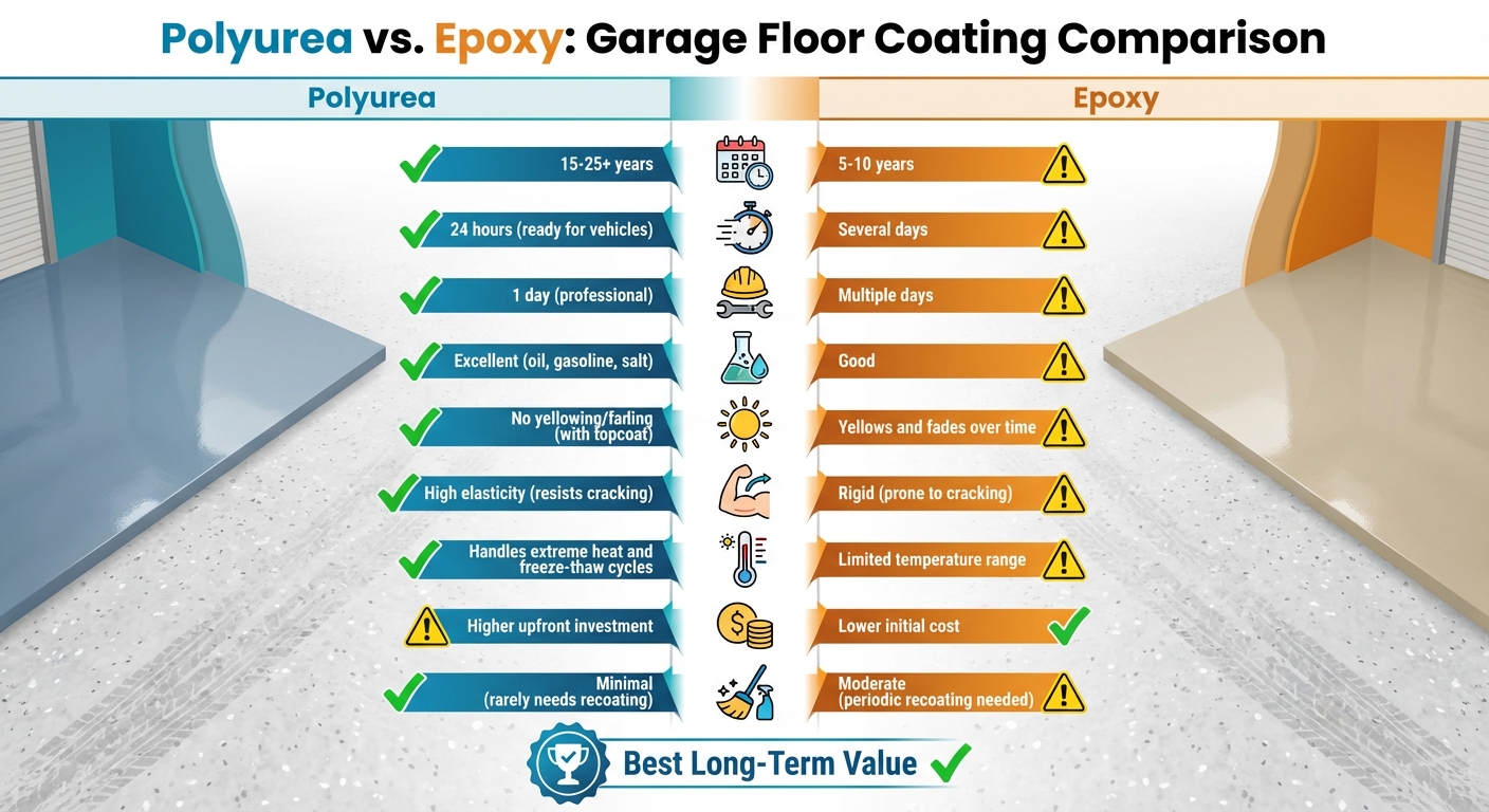 Polyurea vs Epoxy Garage Floor Coating Comparison