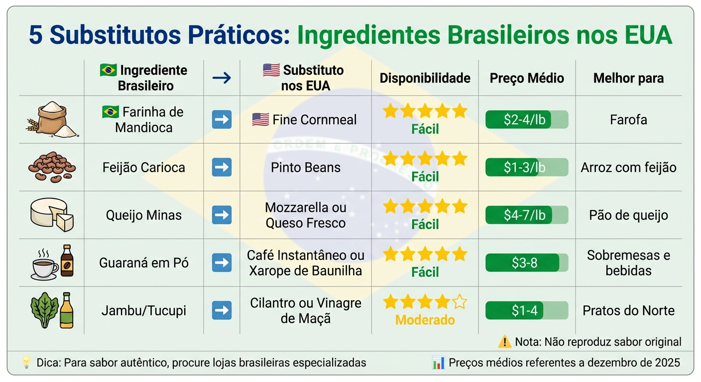 Tabela de Substituições de Ingredientes Brasileiros nos EUA