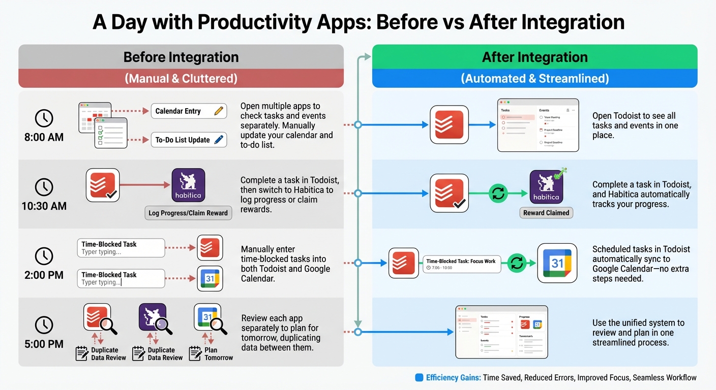Before and After Productivity App Integration: Daily Workflow Comparison