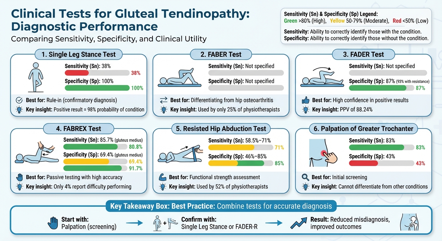 Clinical Tests for Gluteal Tendinopathy: Sensitivity and Specificity Comparison