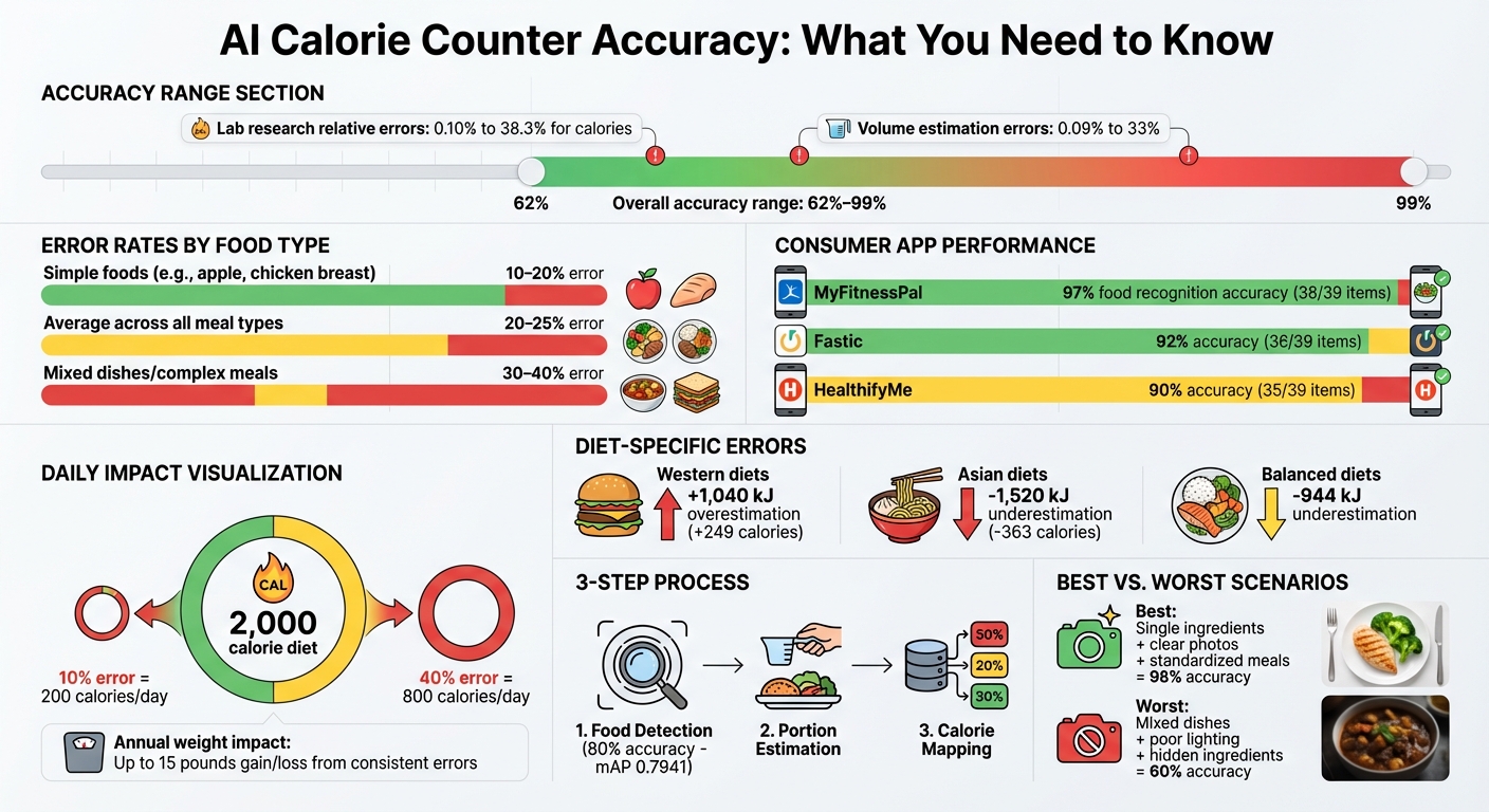 AI Calorie Counter Accuracy Rates and Error Ranges by Food Type