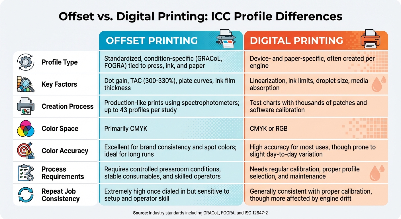 Offset vs Digital Printing ICC Profile Comparison Chart