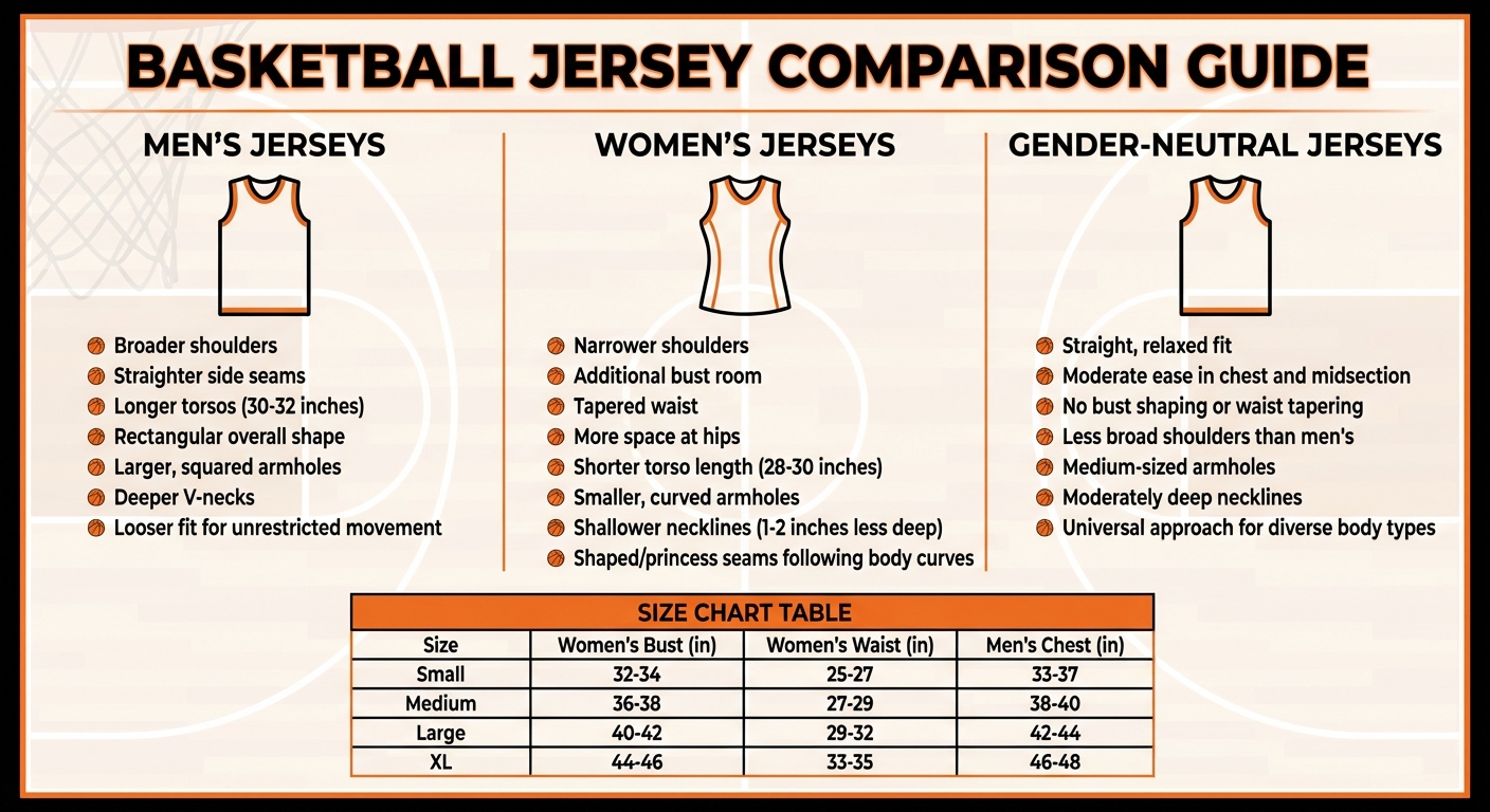 Basketball Jersey Fit Comparison: Men's vs Women's vs Gender-Neutral Designs
