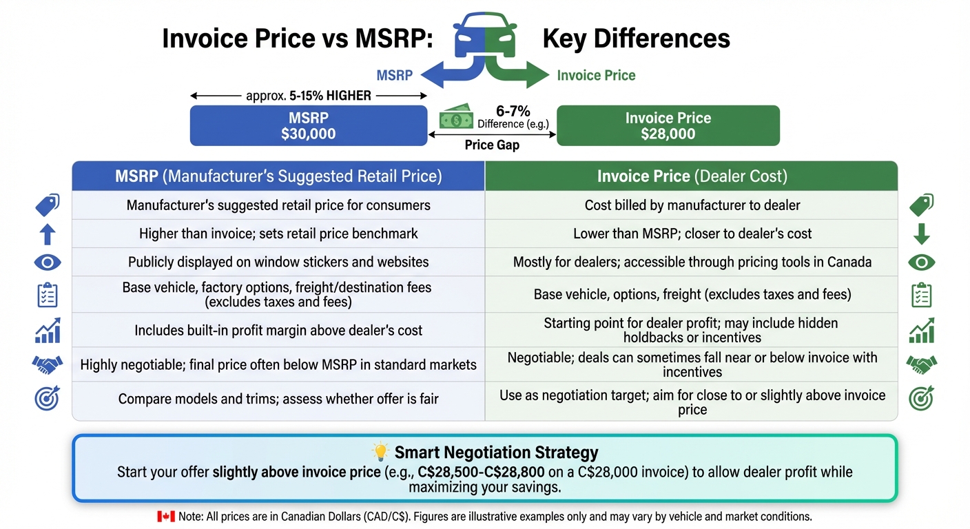 Invoice Price vs MSRP Comparison Guide for Canadian Car Buyers