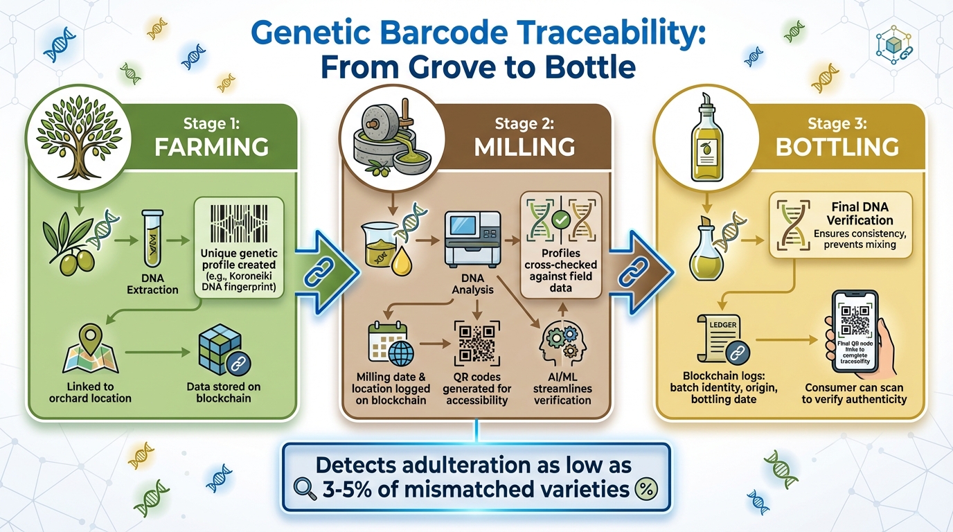 How Genetic Barcodes Track Olive Oil From Grove to Bottle