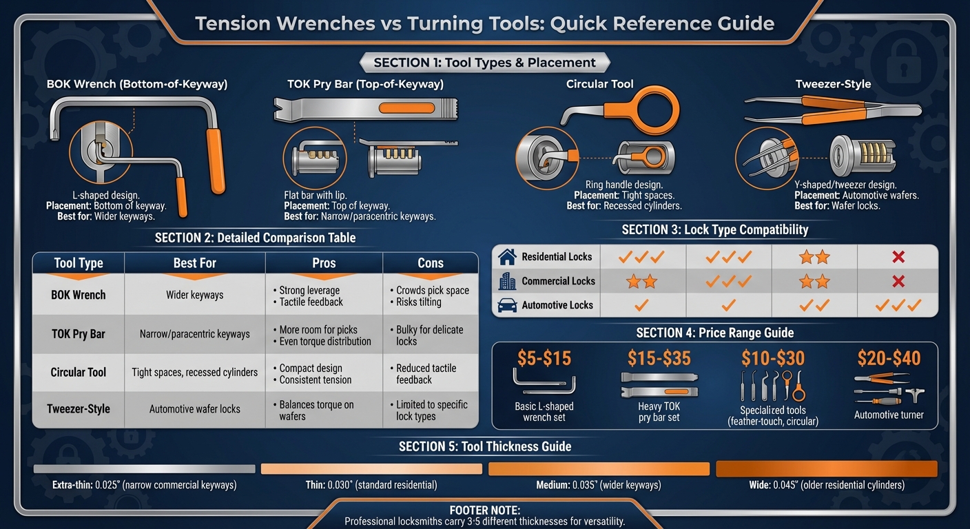 Locksmith Tension Wrench and Turning Tool Comparison Guide