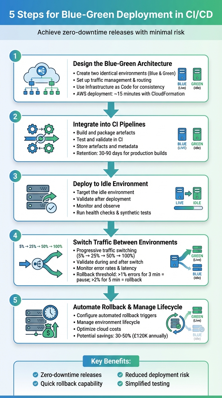 5-Step Blue-Green Deployment Process for CI/CD Pipelines