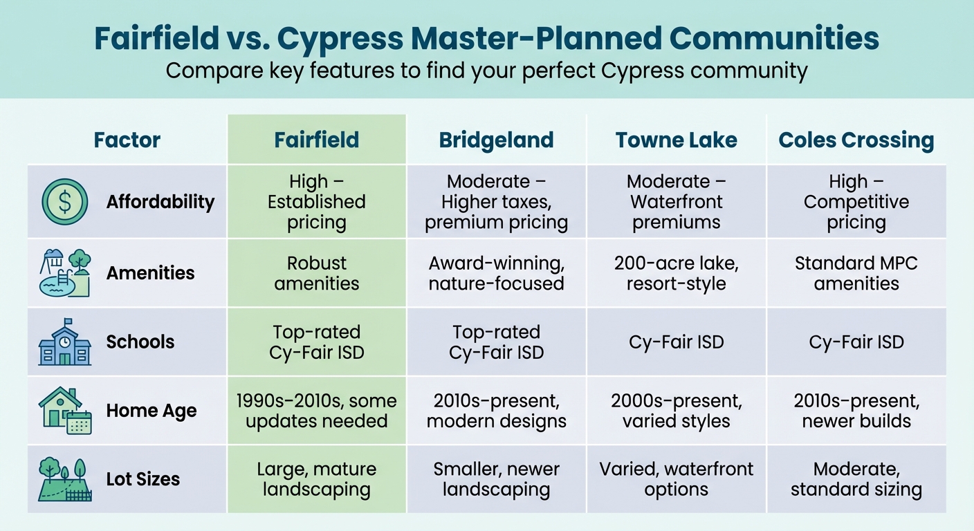 Fairfield vs Other Cypress TX Master-Planned Communities Comparison
