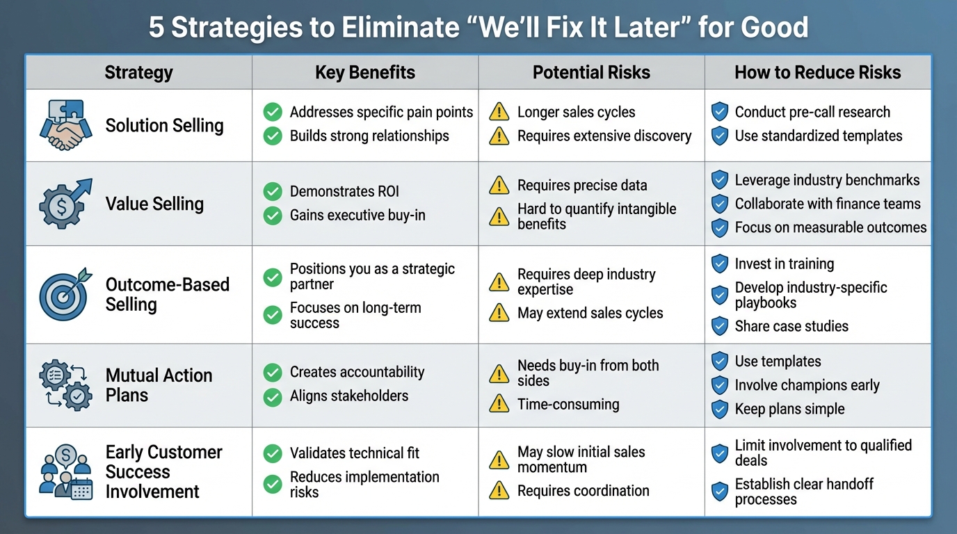 5 Sales Strategies to Eliminate Fix It Later Promises