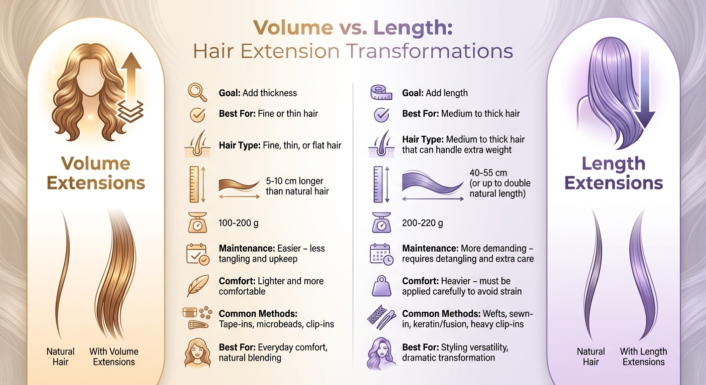 Volume vs Length Hair Extensions Comparison Chart