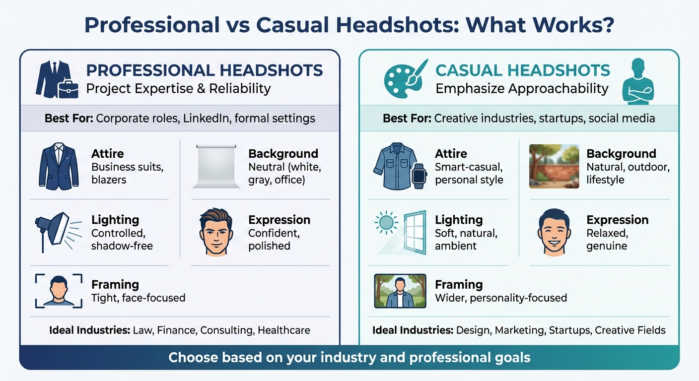 Professional vs Casual Headshots Comparison Guide