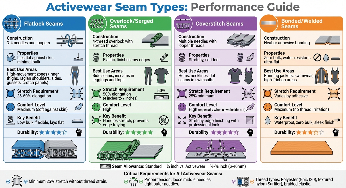 Activewear Seam Types: Uses, Benefits, and Testing Metrics Comparison