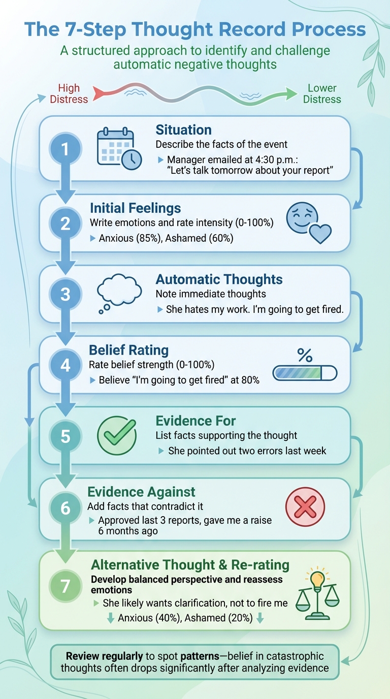 7-Step CBT Thought Record Process for Challenging Negative Thoughts
