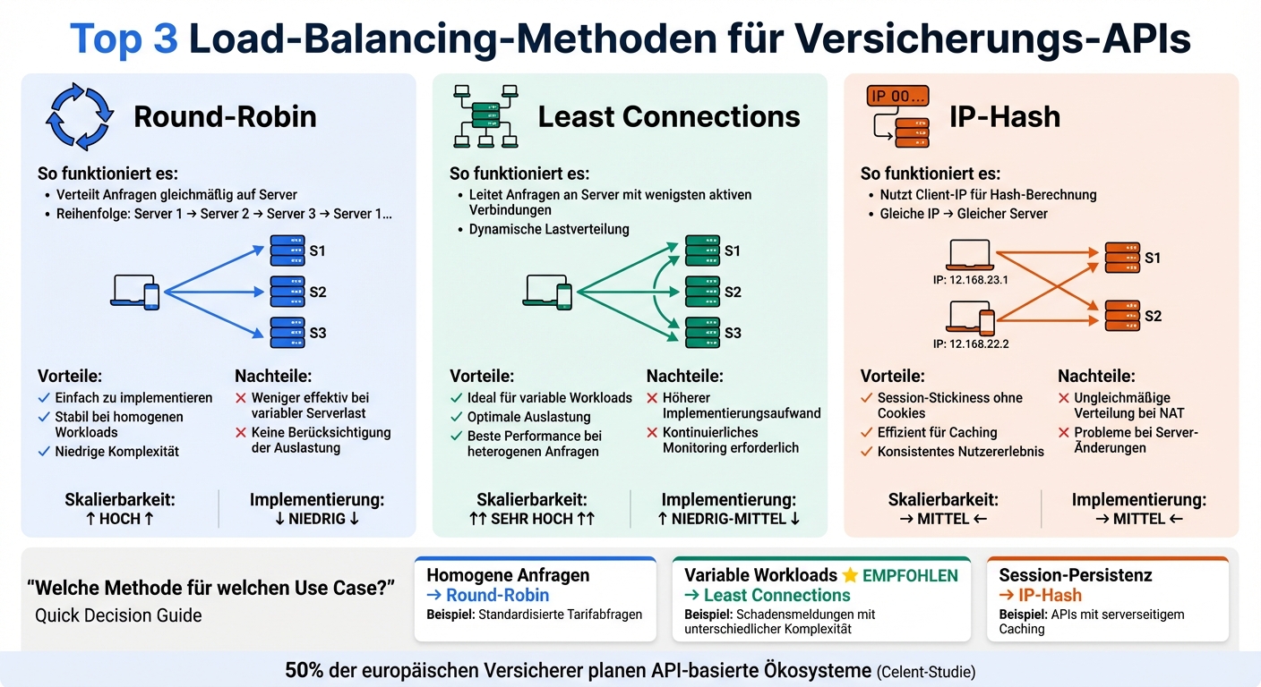 Vergleich der 3 Load-Balancing-Methoden für Versicherungs-APIs