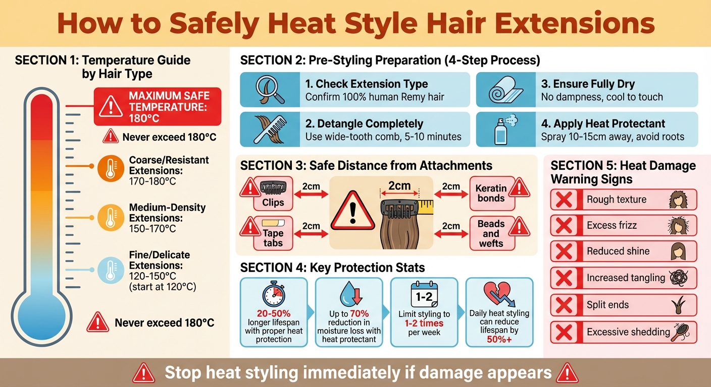 Heat Styling Hair Extensions: Temperature Guide and Safety Steps