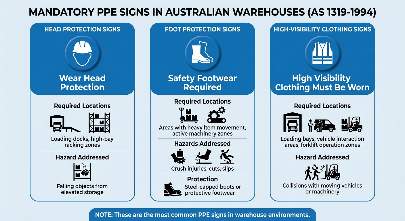 Types of PPE Mandatory Signs Required in Australian Warehouses