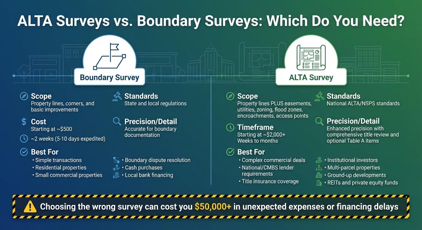 ALTA Survey vs Boundary Survey Comparison Chart