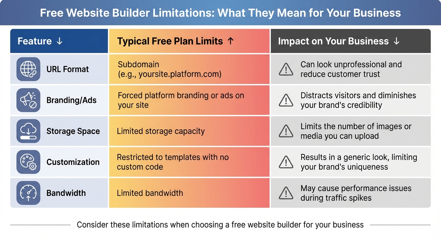 Free Website Builder Limitations and Business Impact Comparison