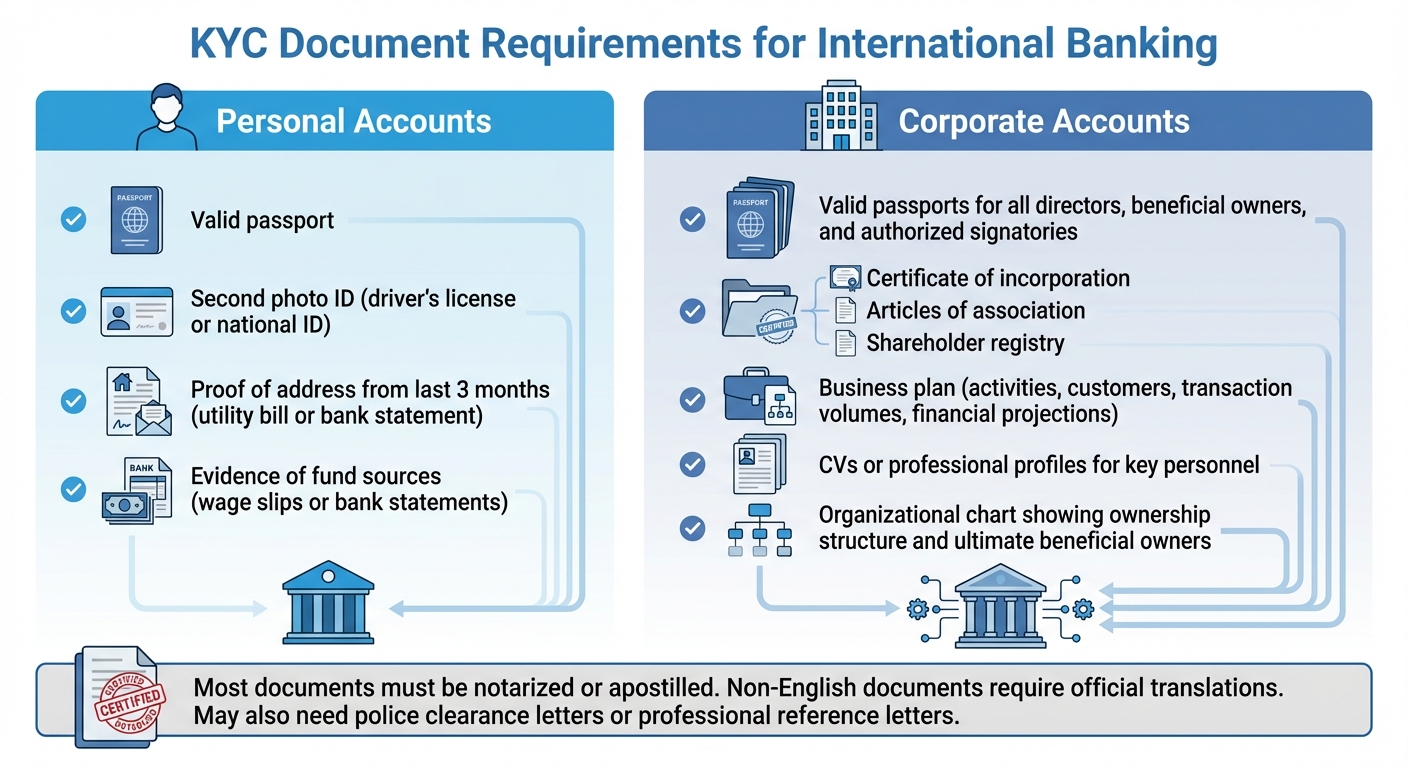 KYC Document Requirements: Personal vs Corporate Accounts for International Banking