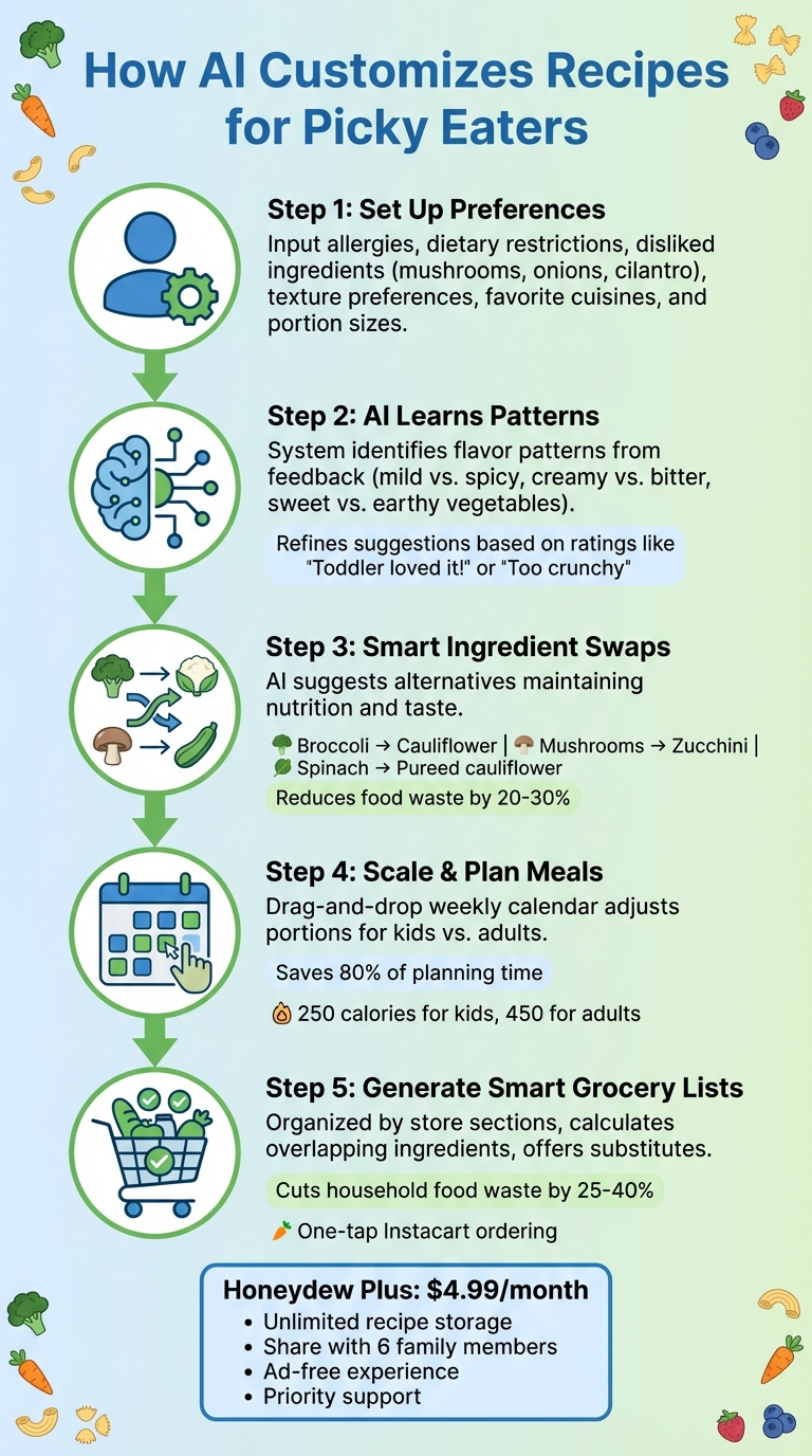How AI Customizes Recipes for Picky Eaters: 5-Step Process